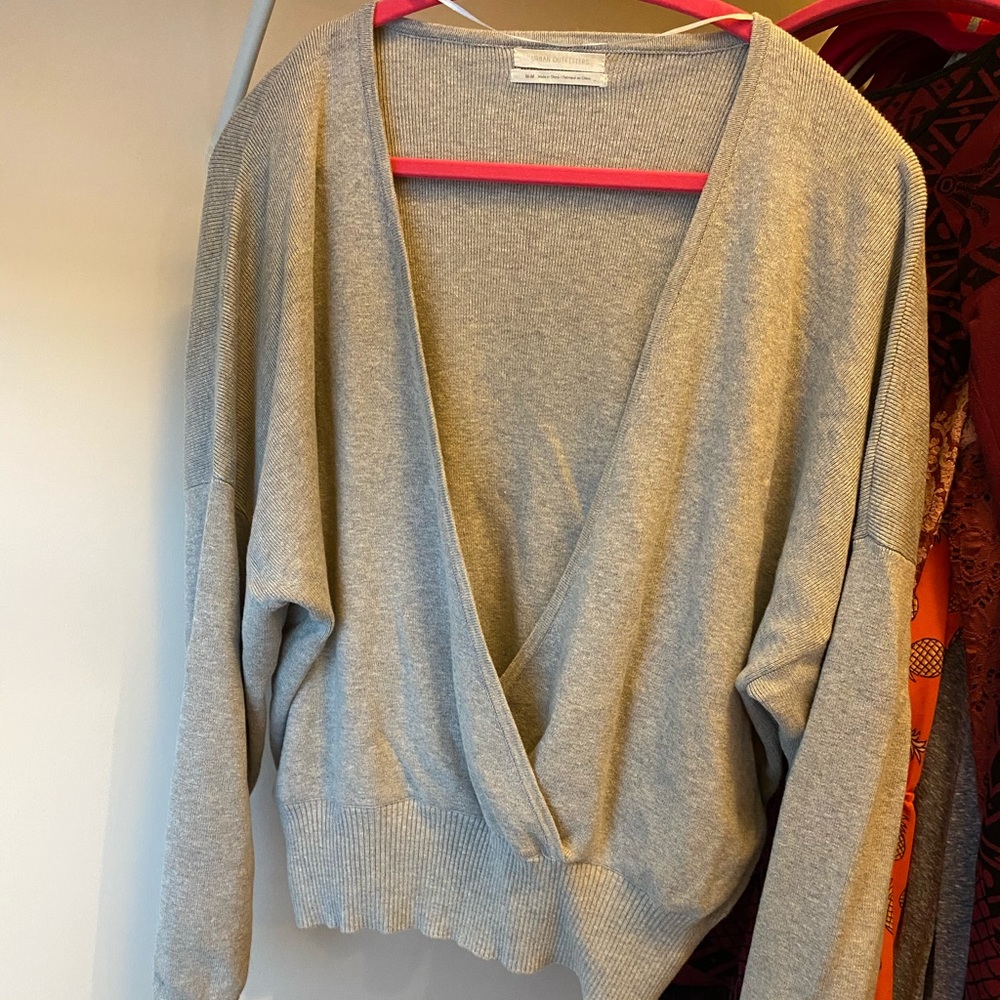 Urban Outfitters Grey Surplice Sweater